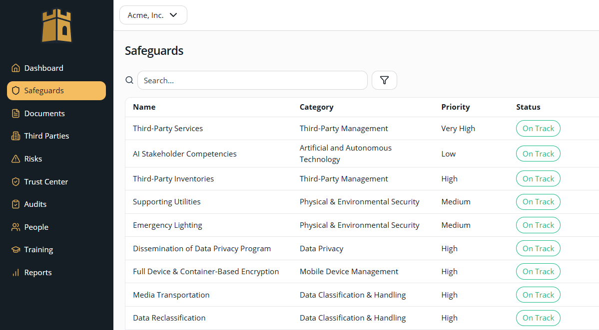 Kasbah safeguards dashboard